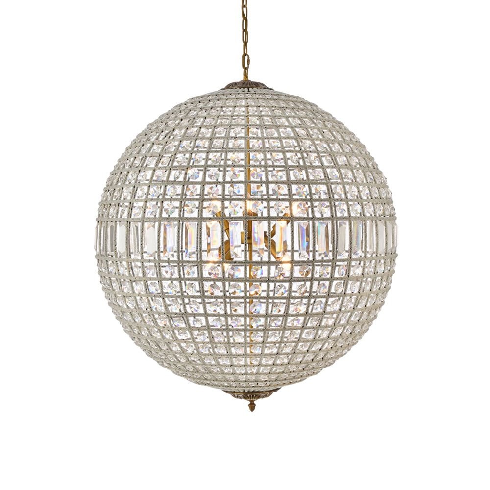 Vintage Luxe Brass Crystal Orb Chandelier G95