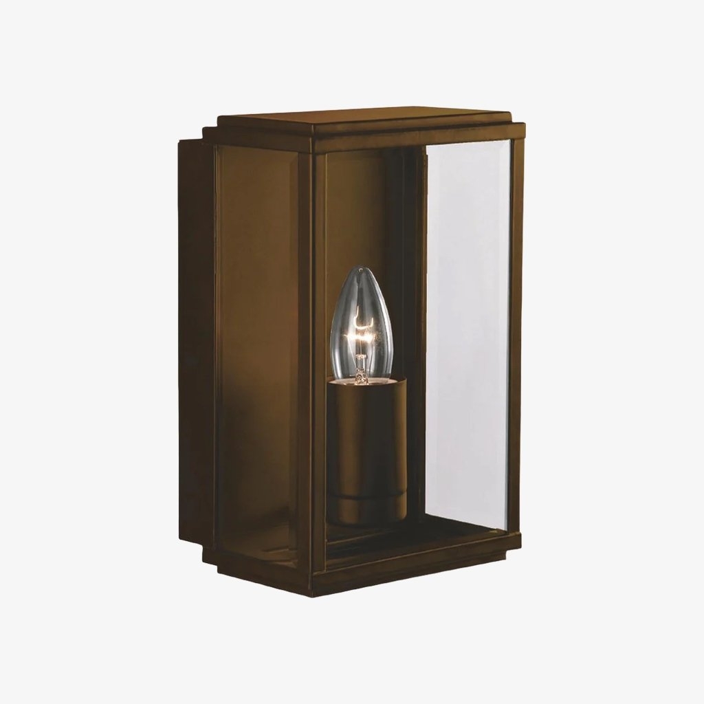 Boxar Outdoor Wall Lantern - Metal Frame and Clear Glass for Porches or Entryways T1015