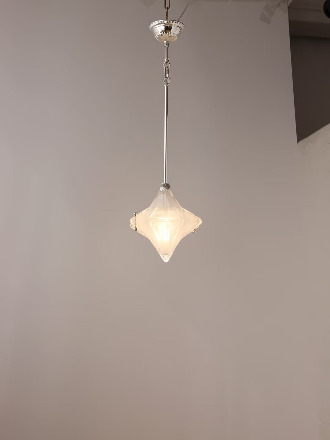 Art Deco Astris Elara Star Pendant Light - Frosted Glass Pendant with Geometric Style T434