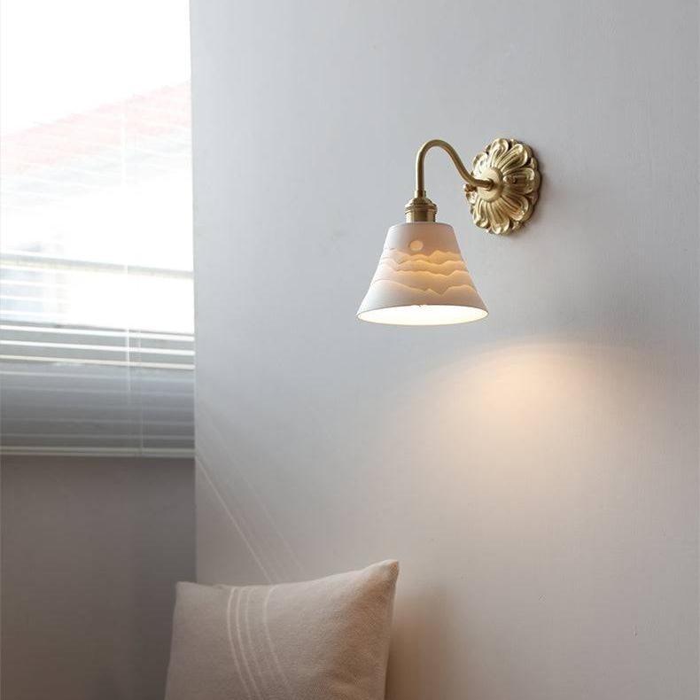 Elegant Ceramic and Brass Wall Sconce for Living Room and Hallway T432