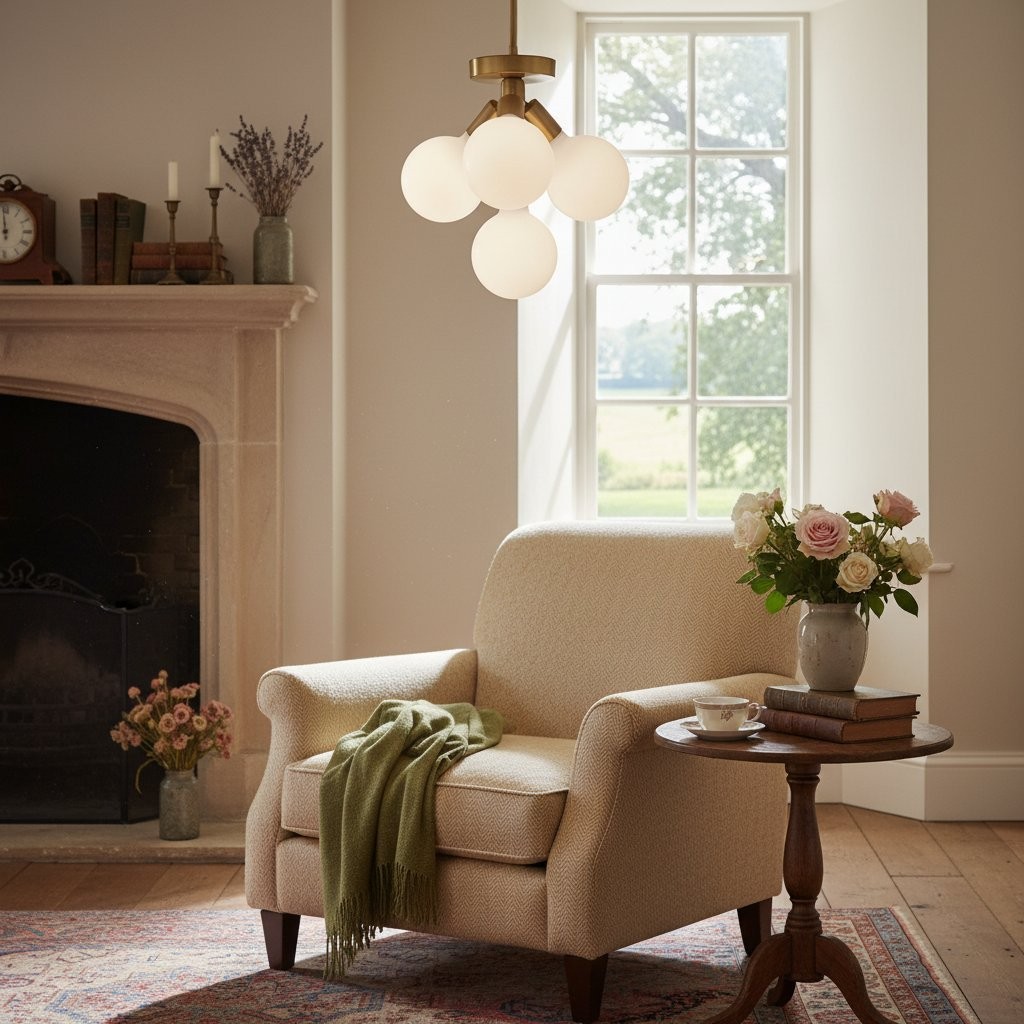 Glorica Glass Flush Mount Light - Globe Ceiling Fixture Modern T386