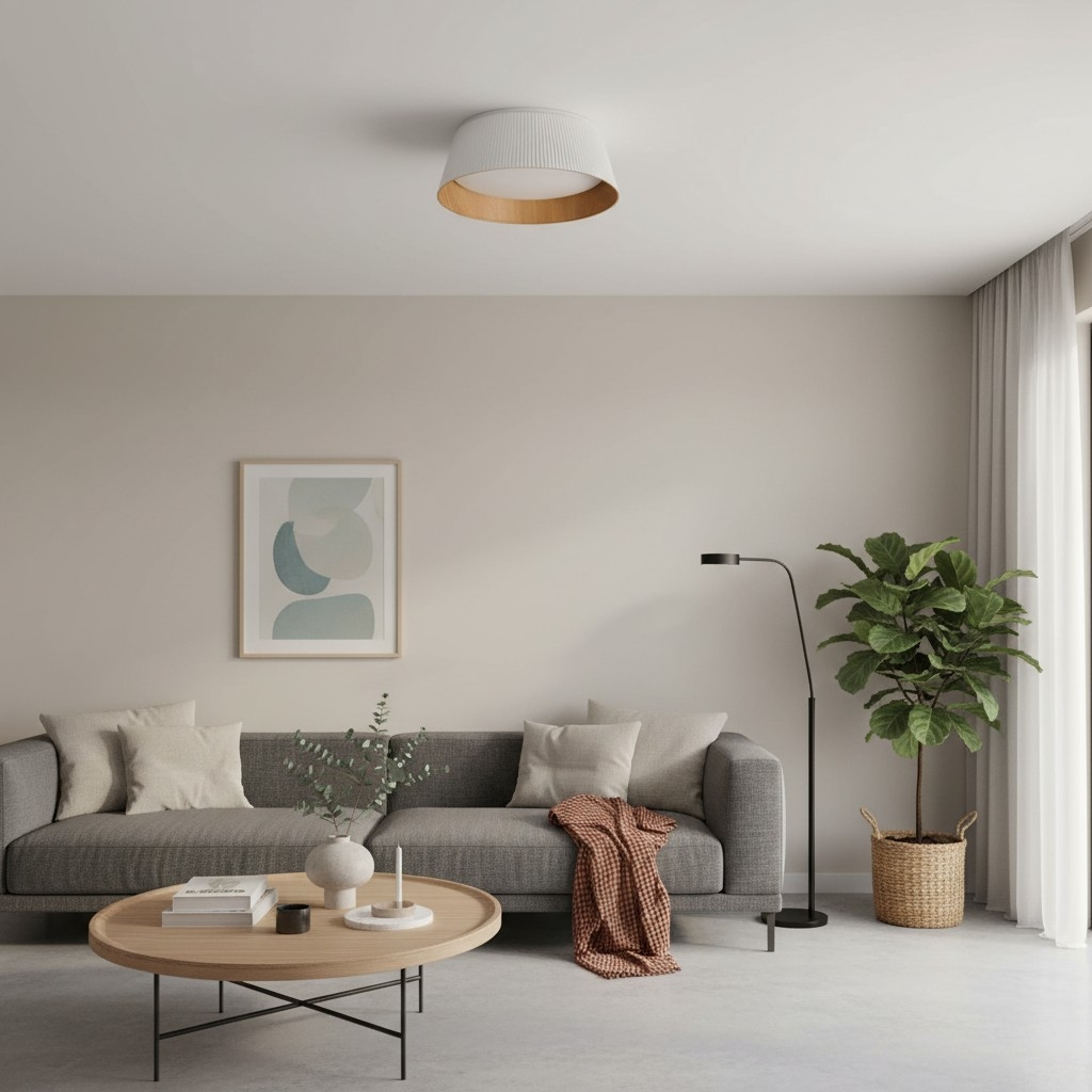 Ribravo Modern Ribbed Textured Shade Ceiling Lamp - Modern Minimalist Lamp for Living Room T1157