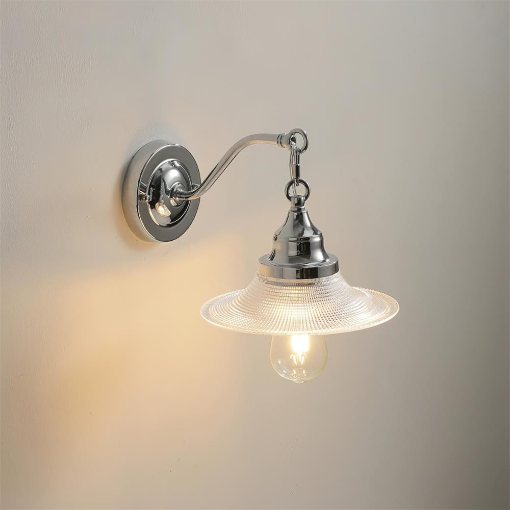 Retro silver lamp body patterned glass lampshade hanging wall lamp P081