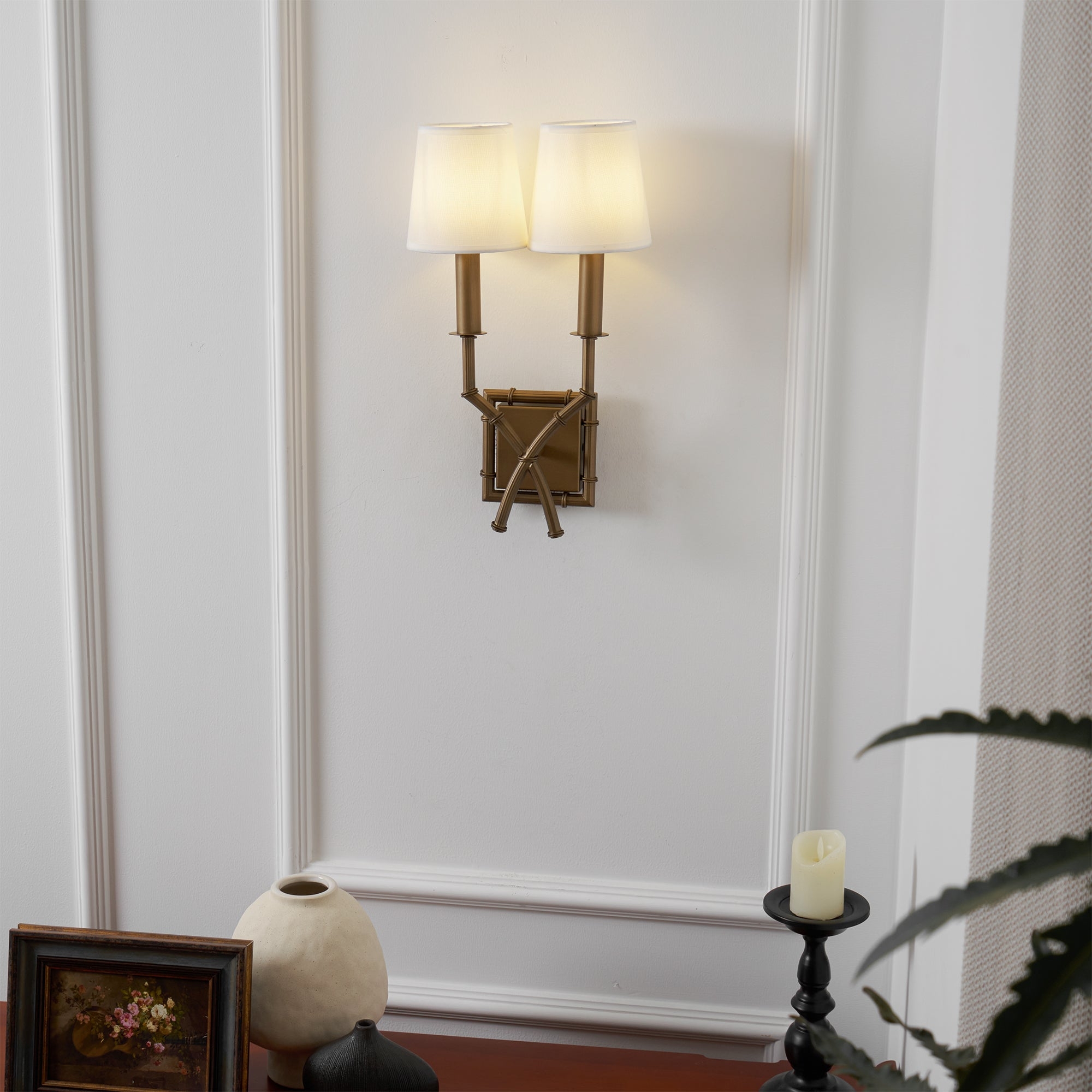 Double Arm Bamboo Sconce T1810