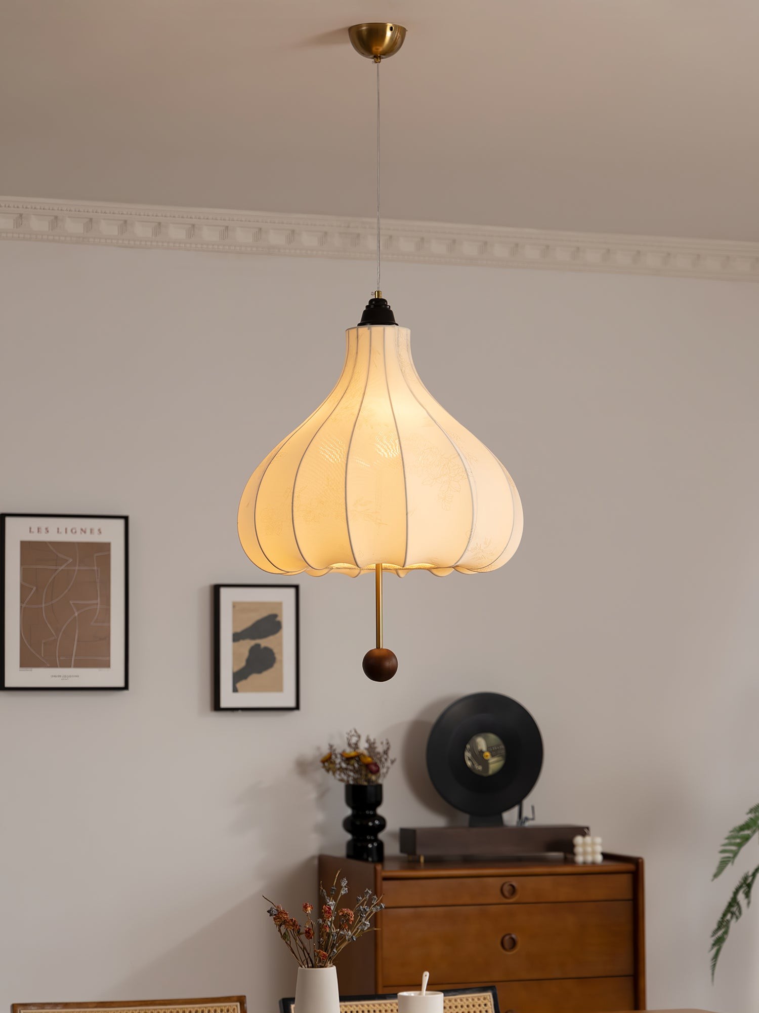 Retro Chestnut Fabric Pendant Light M465