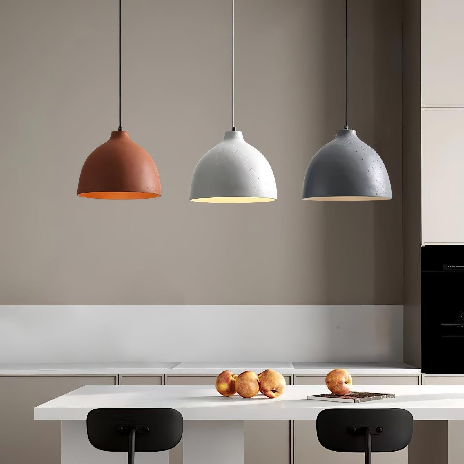 Modern Minimalist Industrial Resin Bowl LED Pendant Light M327