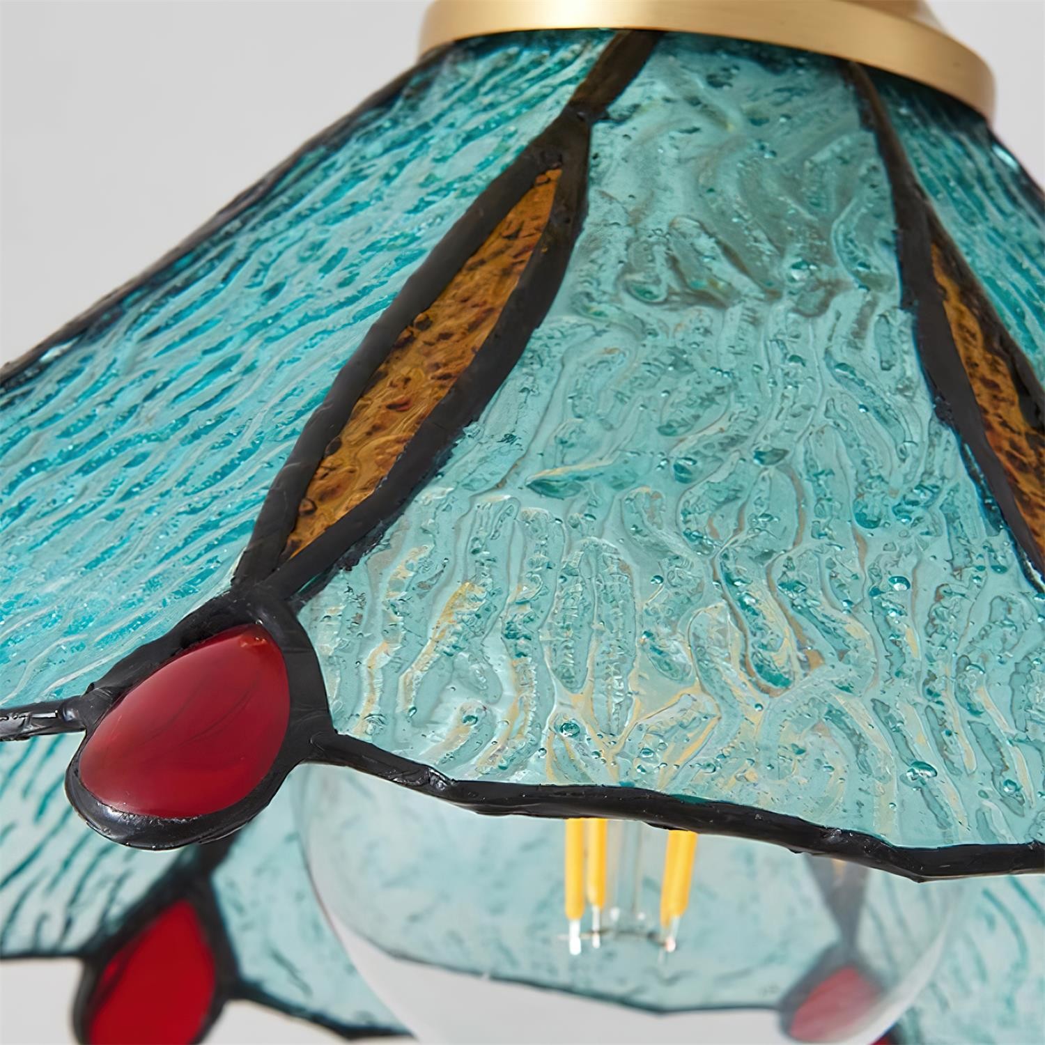 Vintage Tiffany Stanied Glass Pendant Lamp M237