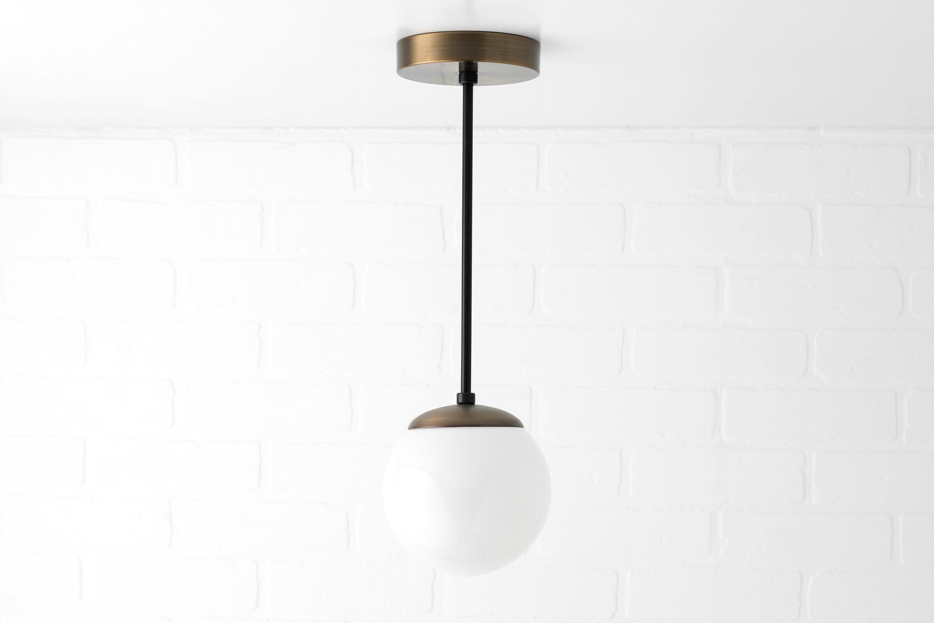 Glorica Glass White Globe Pendant Light - Mid Century Modern Glass Hanging Fixture T310