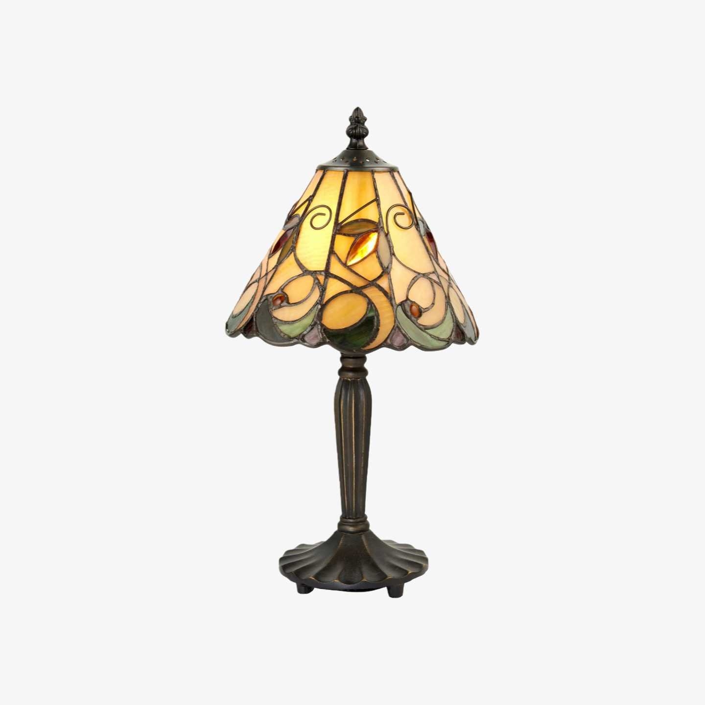 TF Jamelia Classic Stained Glass Table Light Lamp - Handcrafted Glass Light for Bedroom T855