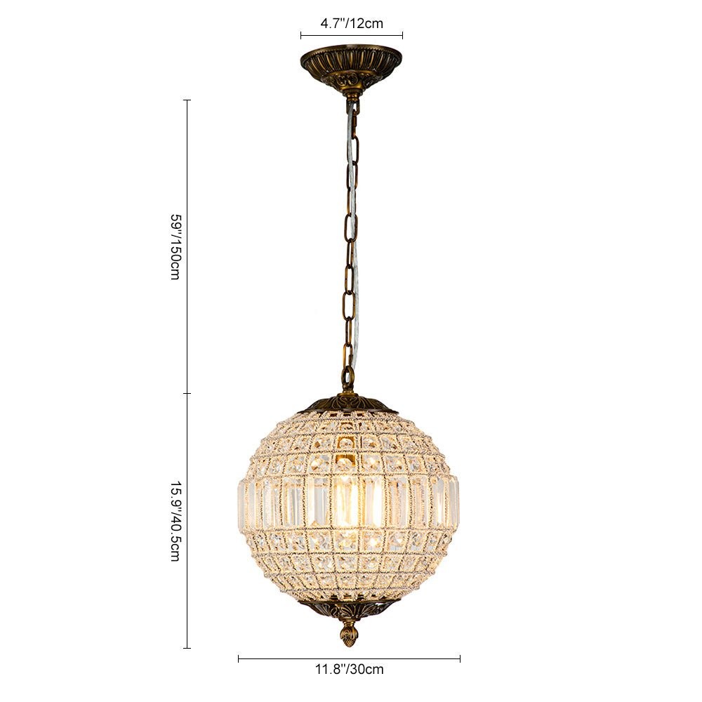 Vintage Luxe Brass Crystal Orb Chandelier G95