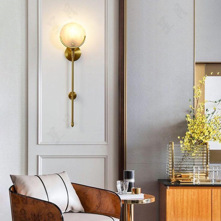 Metal Brass Spherical Bedroom Wall Lamp M573