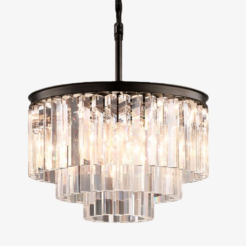 Aurevon Crystal Prism Metal Frame Modern Ceiling Chandelier for Home and Hotel T494