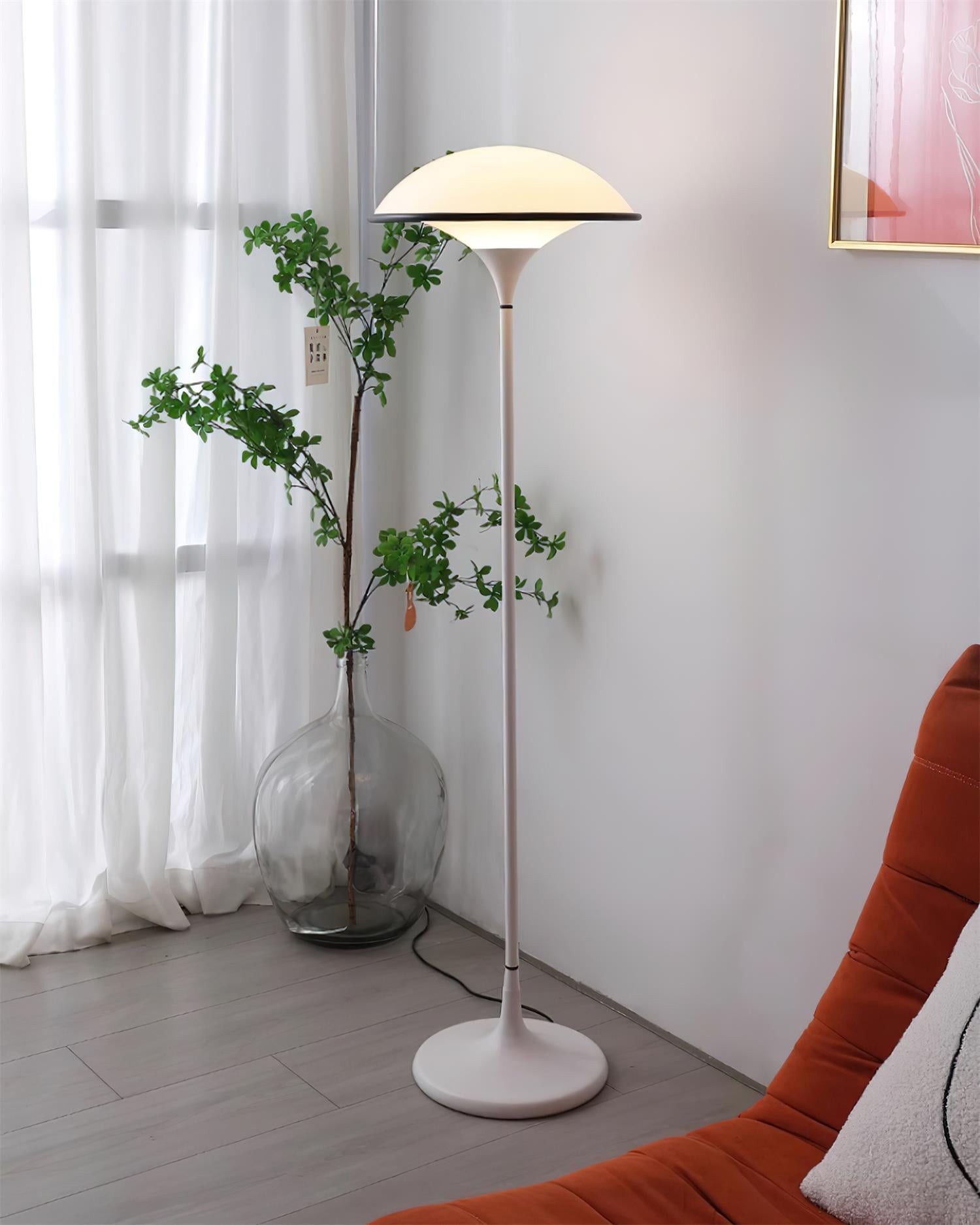 Danish Retro White Flying Saucer Floor Lamp M278