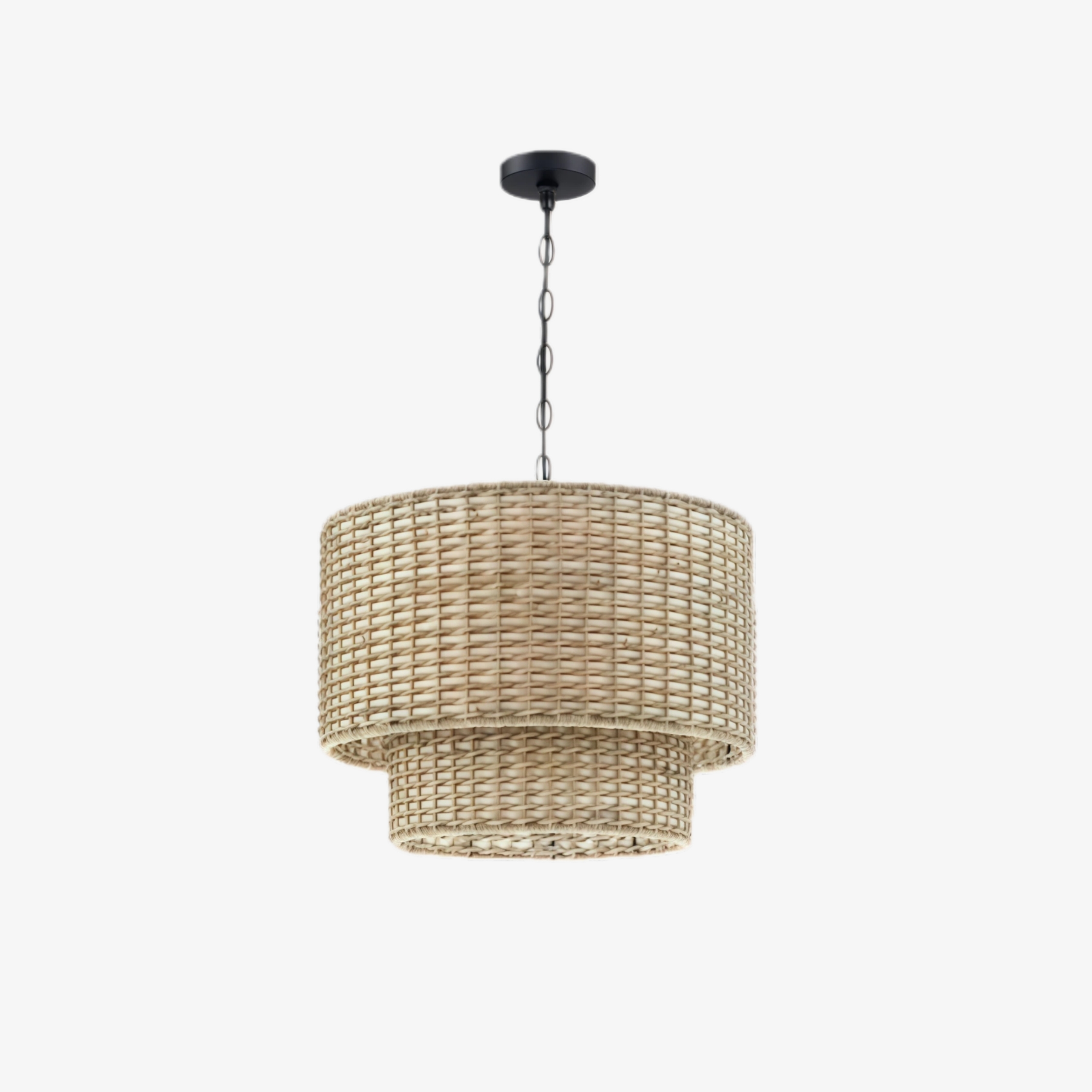 Rattanvo Dual Drum Rattan Pendant – Organic Texture for Dining Areas and Lobbies T1087