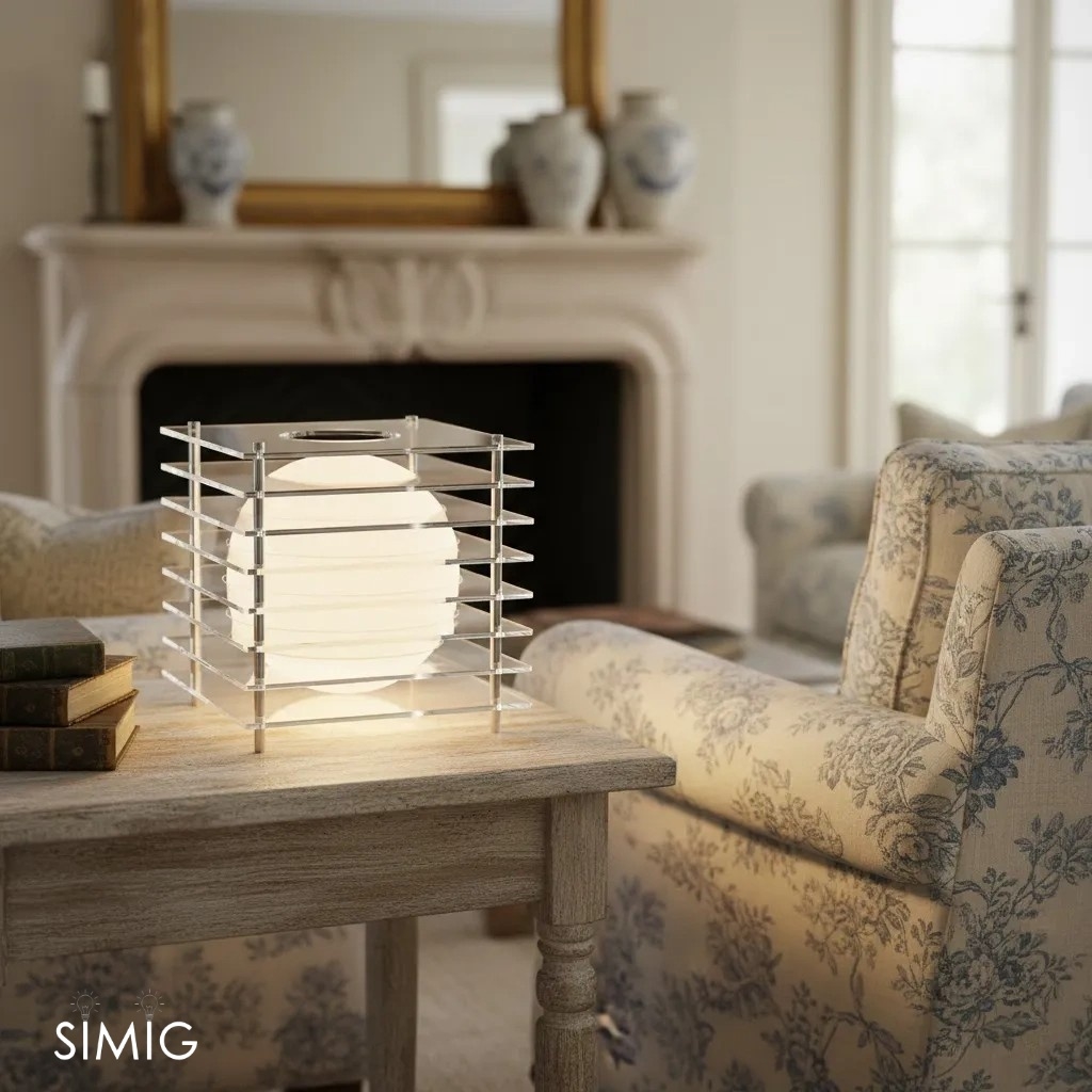 Geometric Moon Cube Lamp – Atmospheric luminous sphere S252