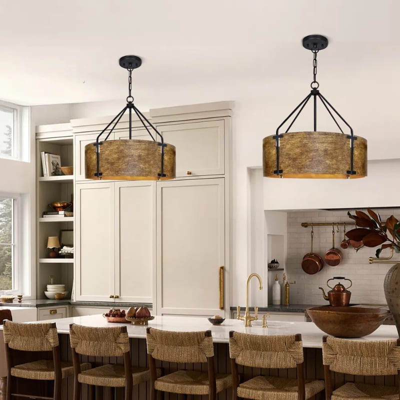 Vintage Brass Drum Pendant Lamp – Aged Metal & Warm Glow G94