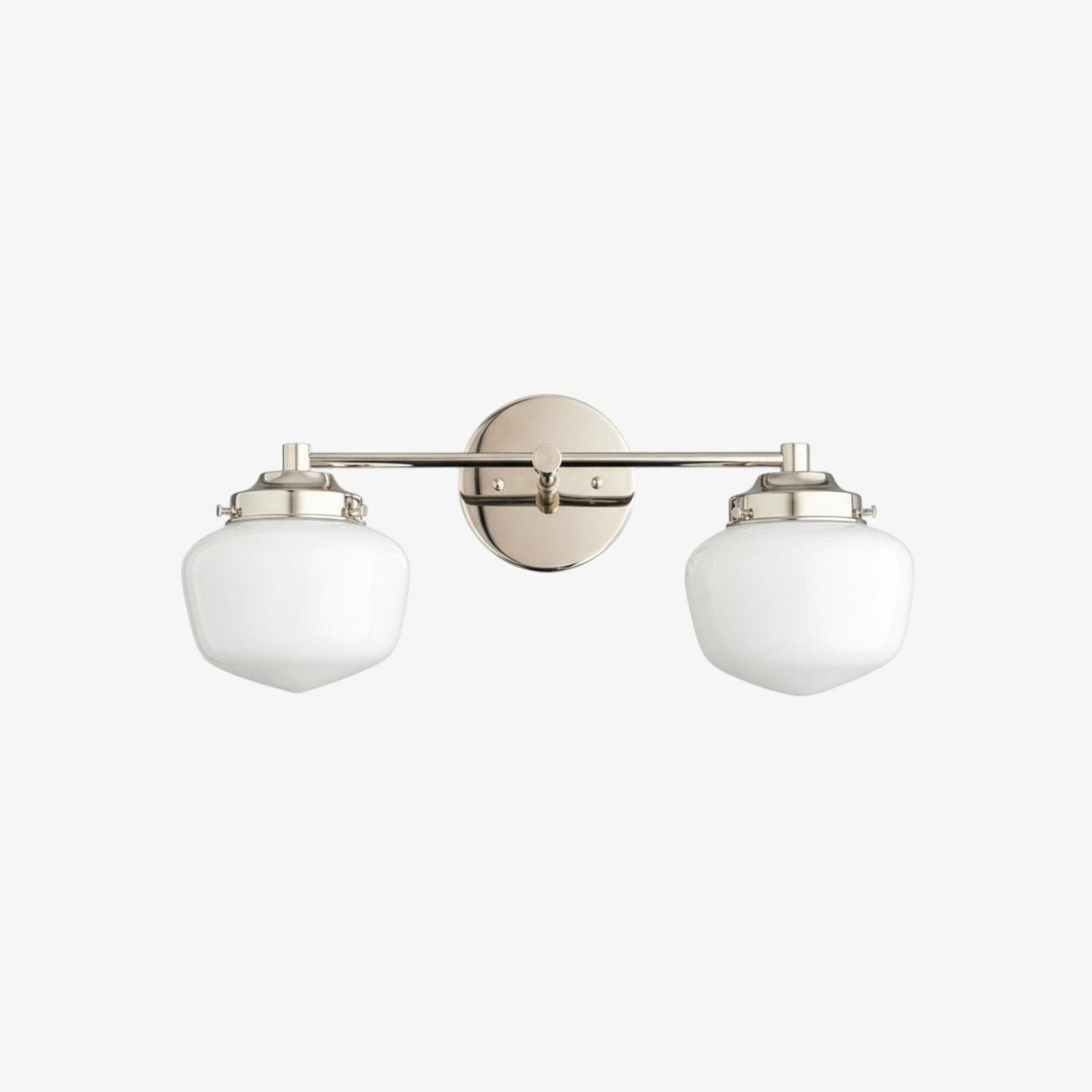 Opalume Glass Art Deco Vanity Light - Bathroom Wall Sconce with White Glass Shades T306