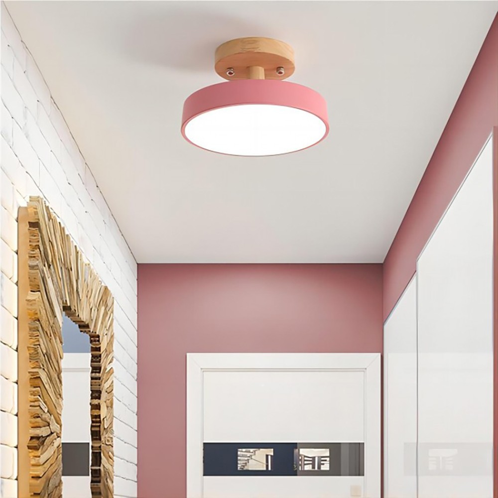 Nordic Macaroon Wooden Round Ceiling Lamp S90