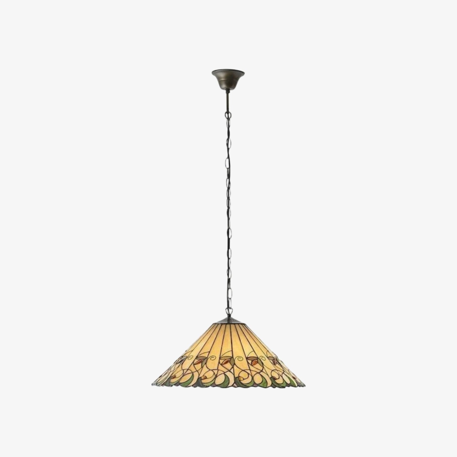 TF Jamelia Vintage Floral Stained Glass Dome Pendant Light for Dining Rooms T1052