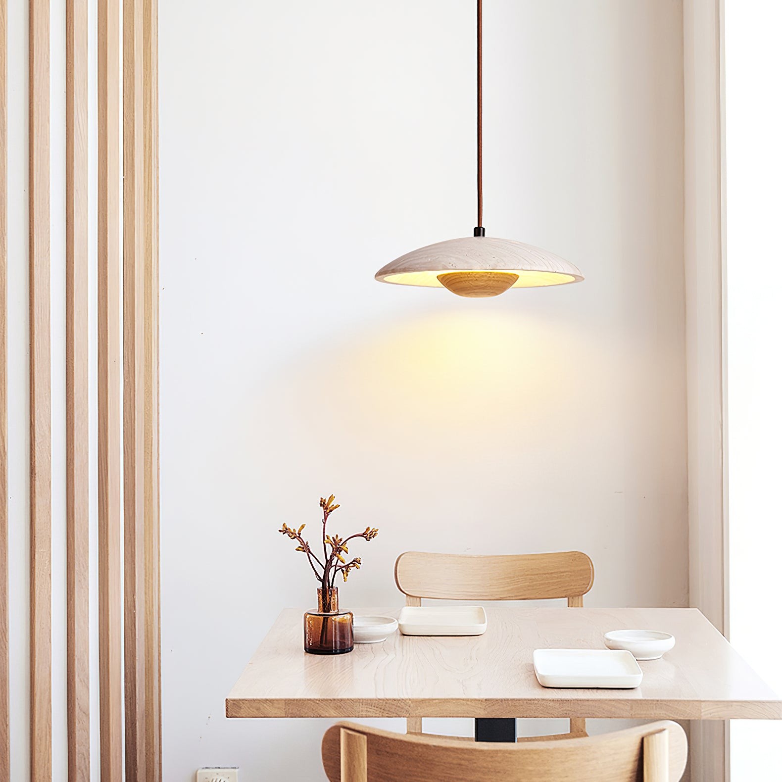 Cream Style Wood Pendant Lamp M316