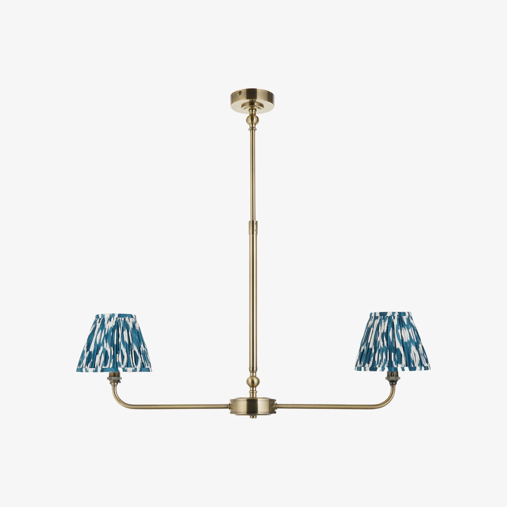 Zevatik Classic Ikat Patterned Fabric Chandelier - Metal Bracket Chandelier T922