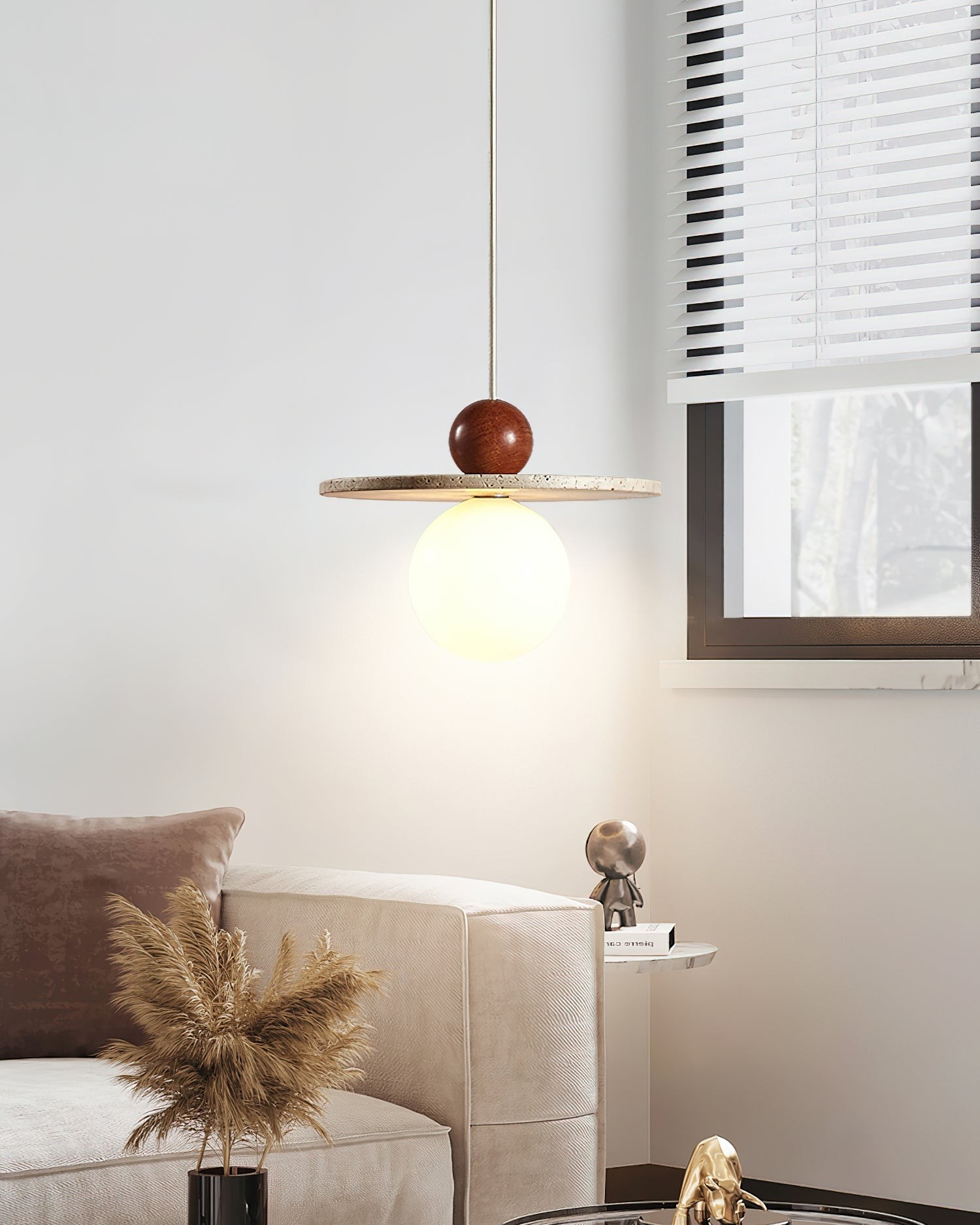 Retro Decor Cave Stone Disc Pendant Light G47