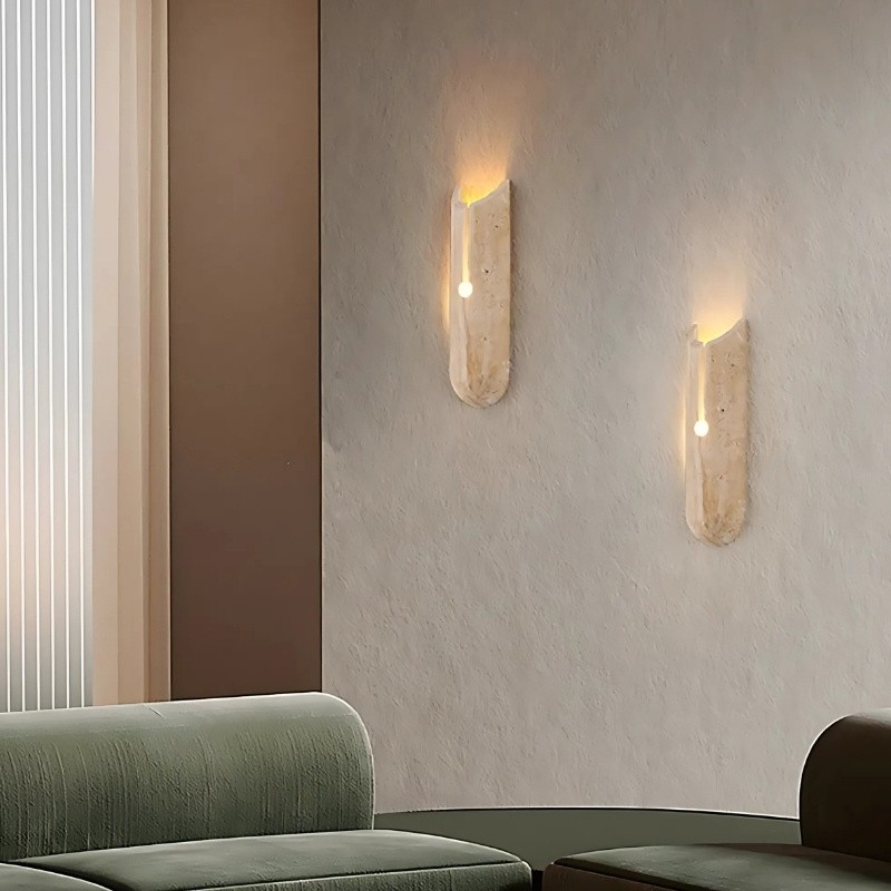 Cylindrical Y-Shaped Travertine Wall Lamp - Warm LED Light for Modern Homes S321