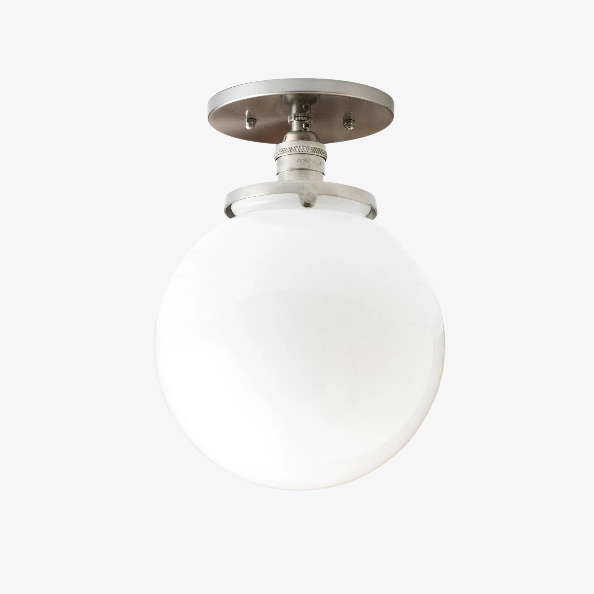 Glorica Glass Mid Century Semi Flush Ceiling Light - Whte Opal Gliass Globe Fixture T368