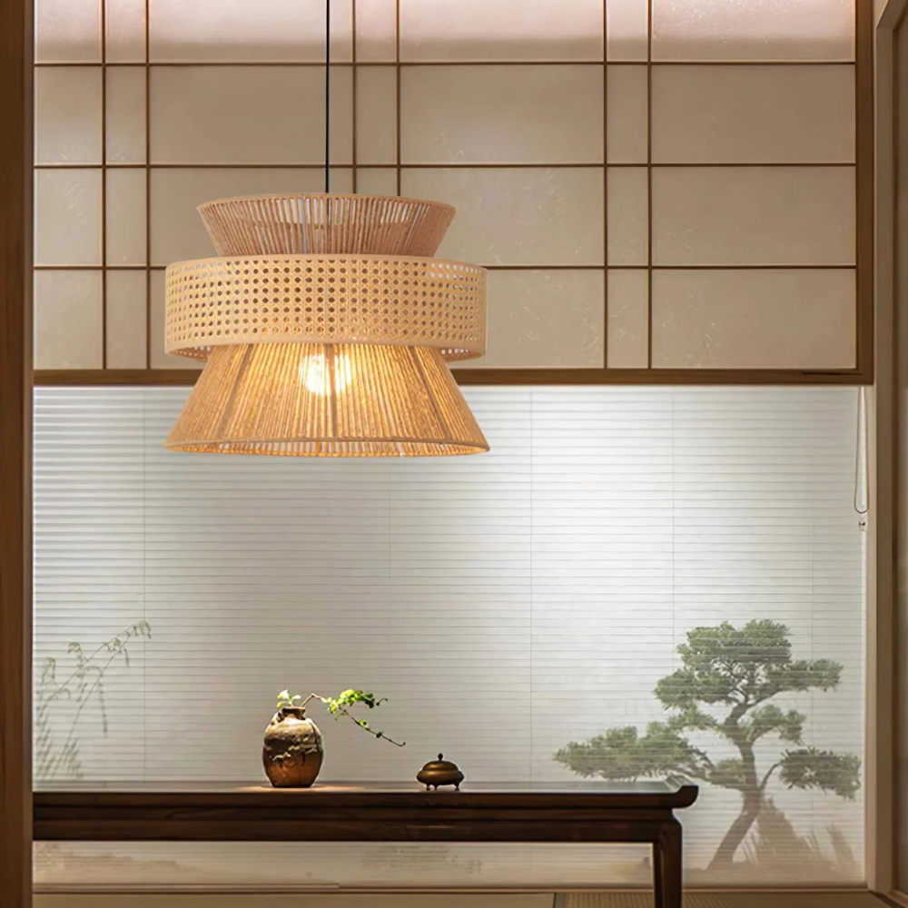 Handwoven Hemp Rope Rattan Veil Pendant Light T2037
