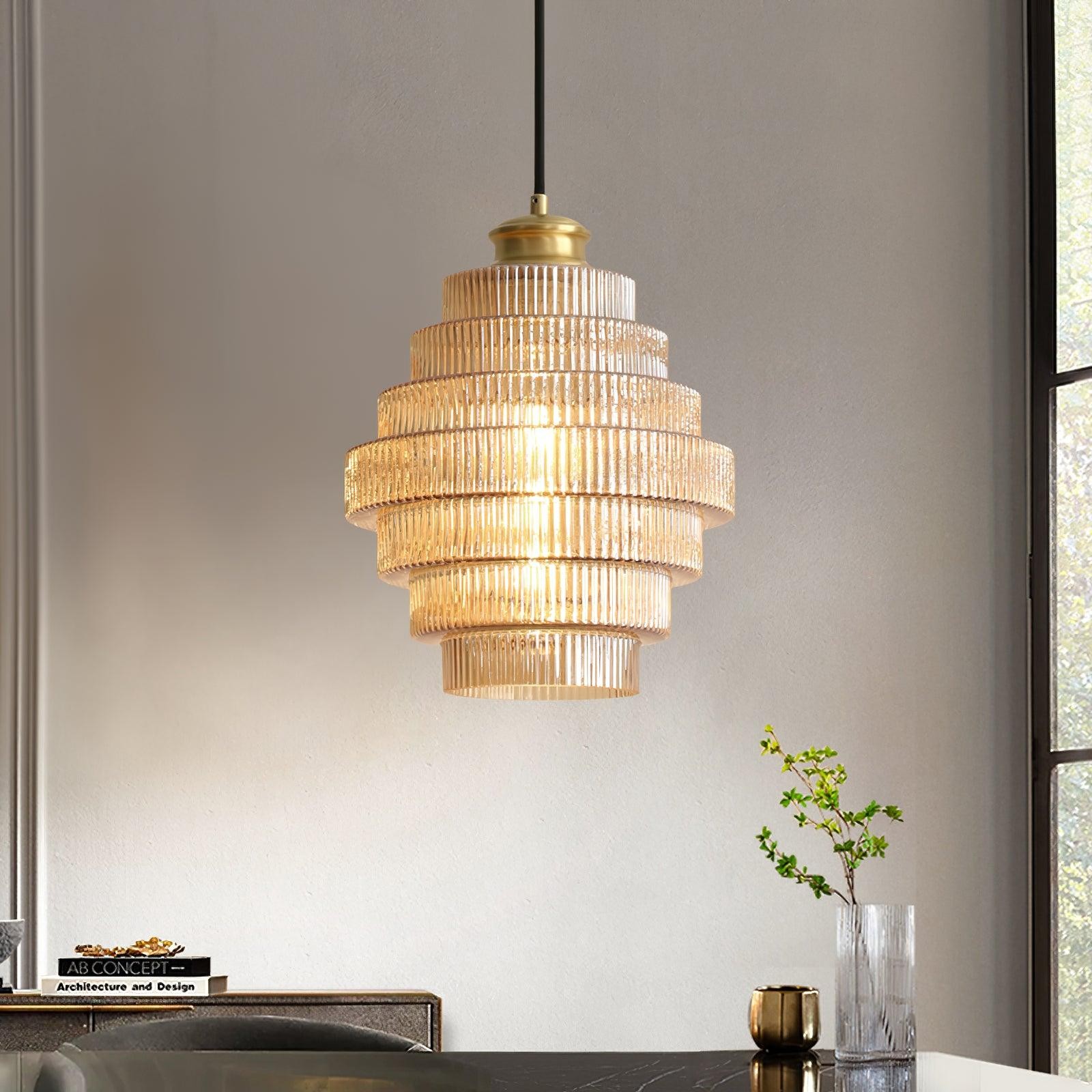 Modern Creative Pleated Design Glass Pendant Lamp M48