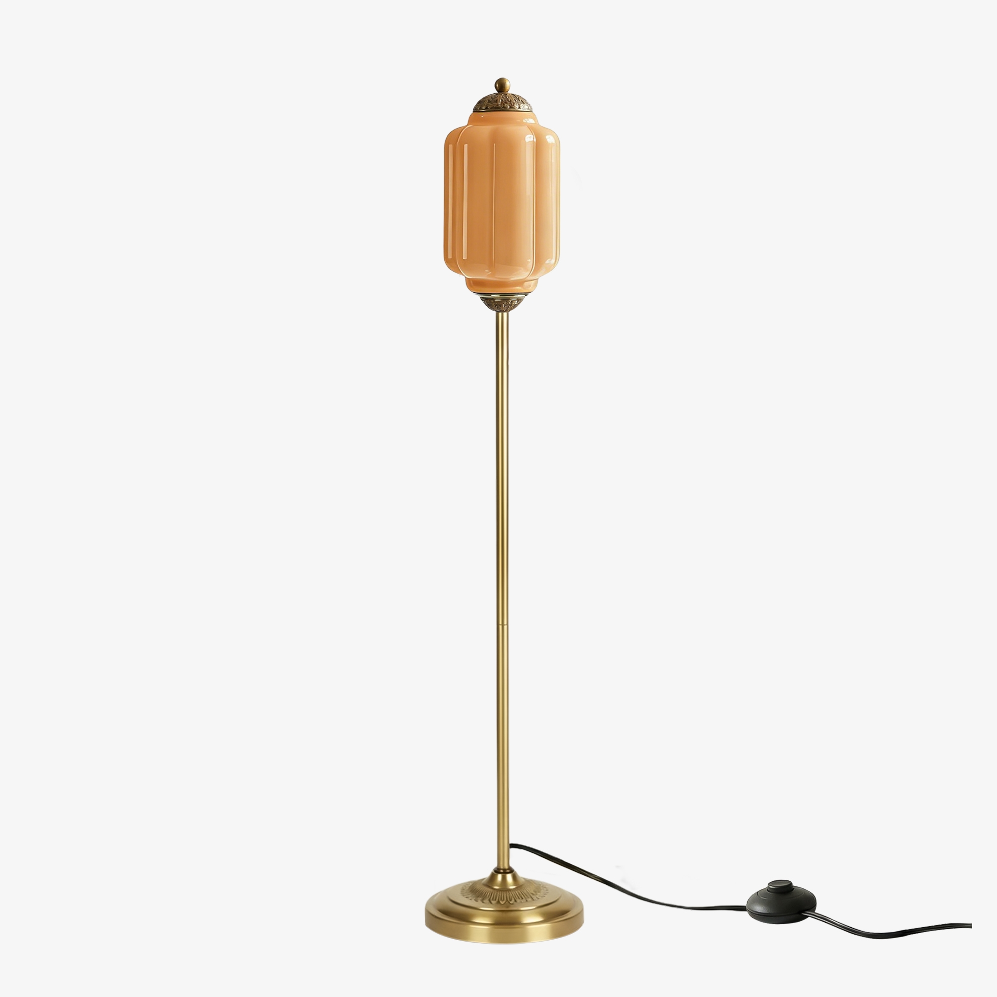 Eloise Pumpkin Glass Floor Lamp - Retro Lighting for Living Room T1169