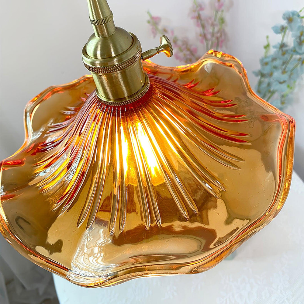 Vintage Glass Hibiscus Flower Pendant Light S129