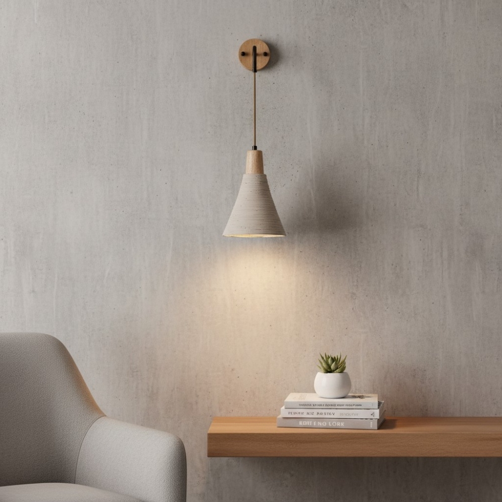 Solaraeon Microcement Minimalist Concrete Wall Sconce - Indoor Accent Lighting for Living Room T1144