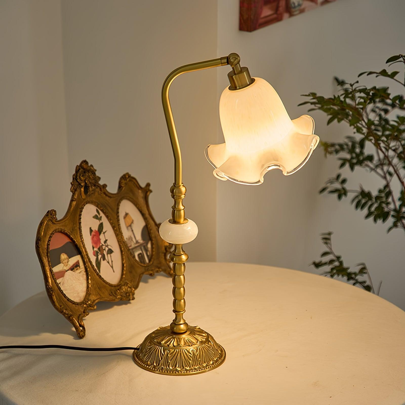 Classic Stylish White Tulip Brass Table Lamp M491