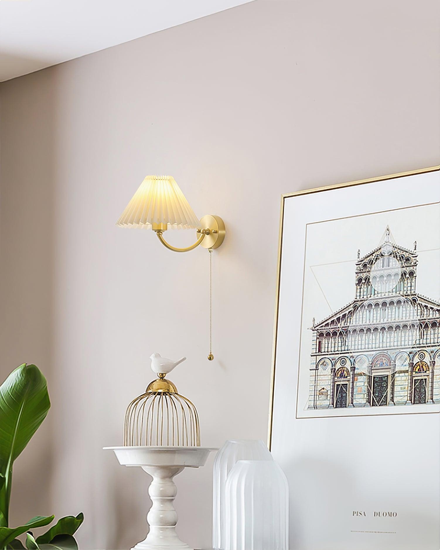 Modern Minimalist Luxury Fabric Brass Wall Lamp For Living Room M331