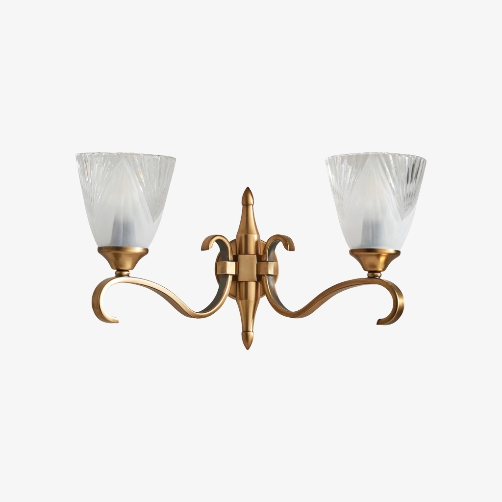 Lunetal Double-Head Wall Sconce - Vintage Metal Glass for Hallway and Bedroom T842