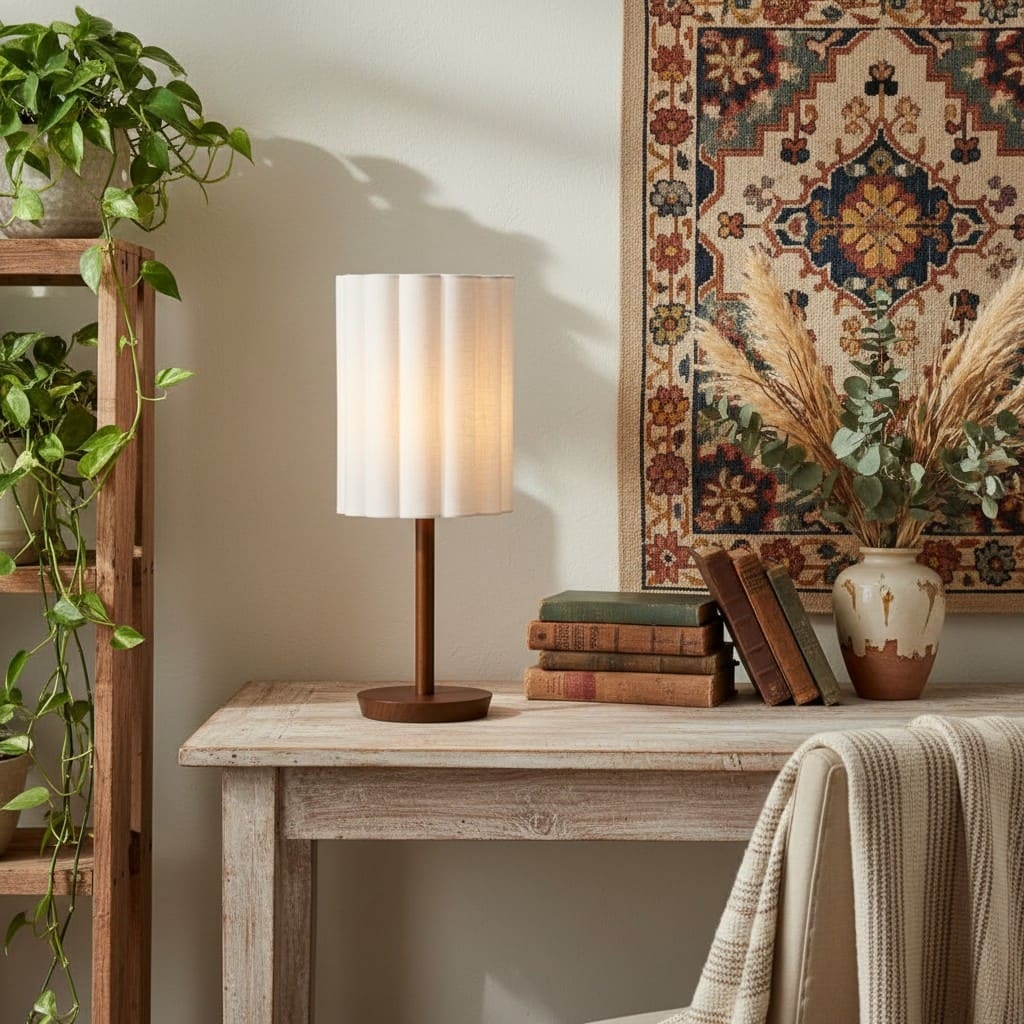 Linbron Wood Fabric Table Lamp - Modern Accent for Living Room T647