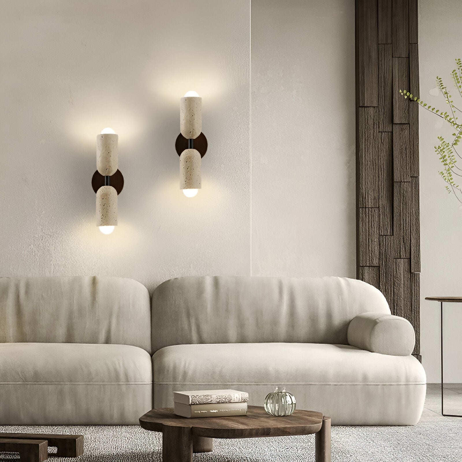 Merrill Travertine and Wood LED Wall Light T2186