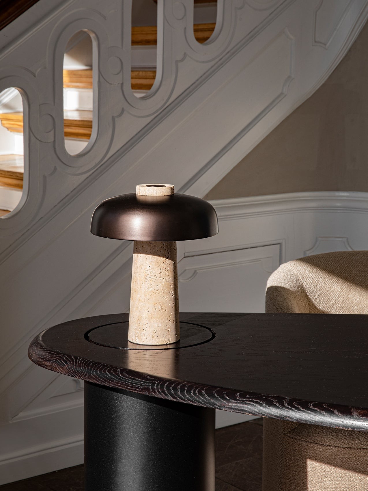 Mushroom Table Lamp - Modern Travertine for Bedroom M503
