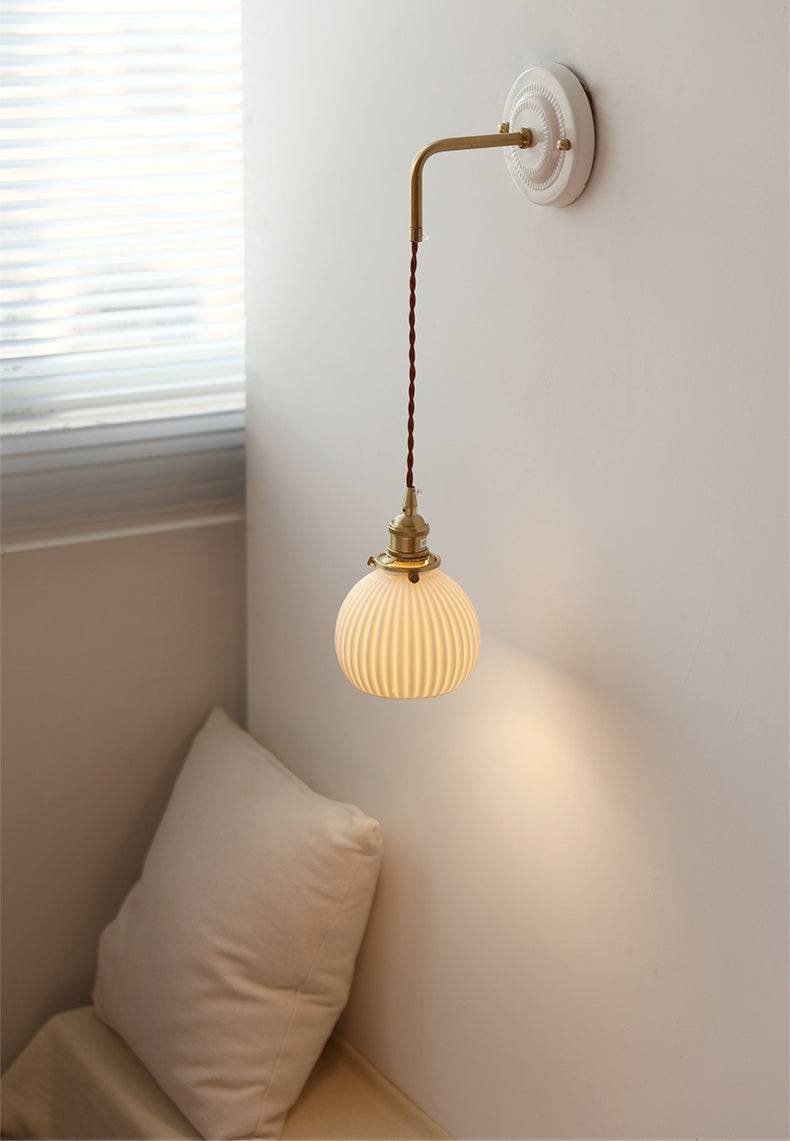 Elegant Ceramic Wall Sconce – Minimalist Modern Lighting for Living Rooms T449