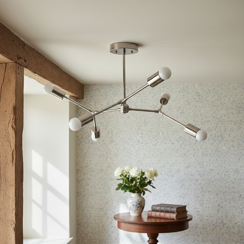 Mobilux Line Industrial Geometric Chandelier - Chrome Nickel Ceiling Light T308