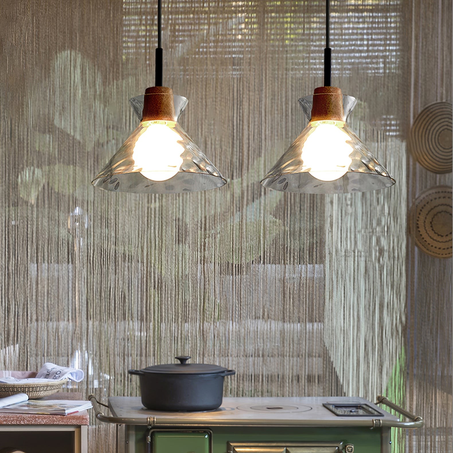 Modern Water Ripple Transparent Glass Pendant Lamp M16