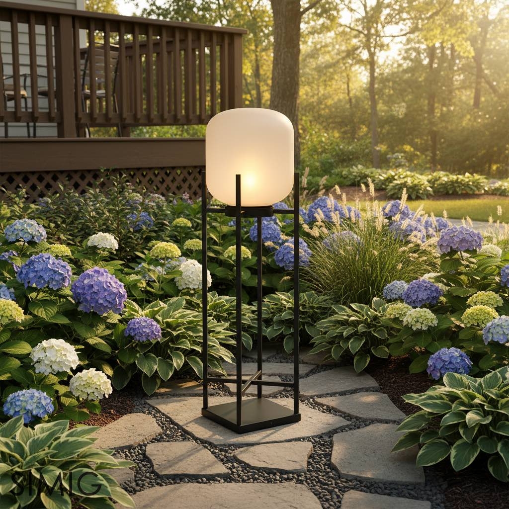 Minimalist Lantern Floor Light – Glass Shade for Outdoor Spaces