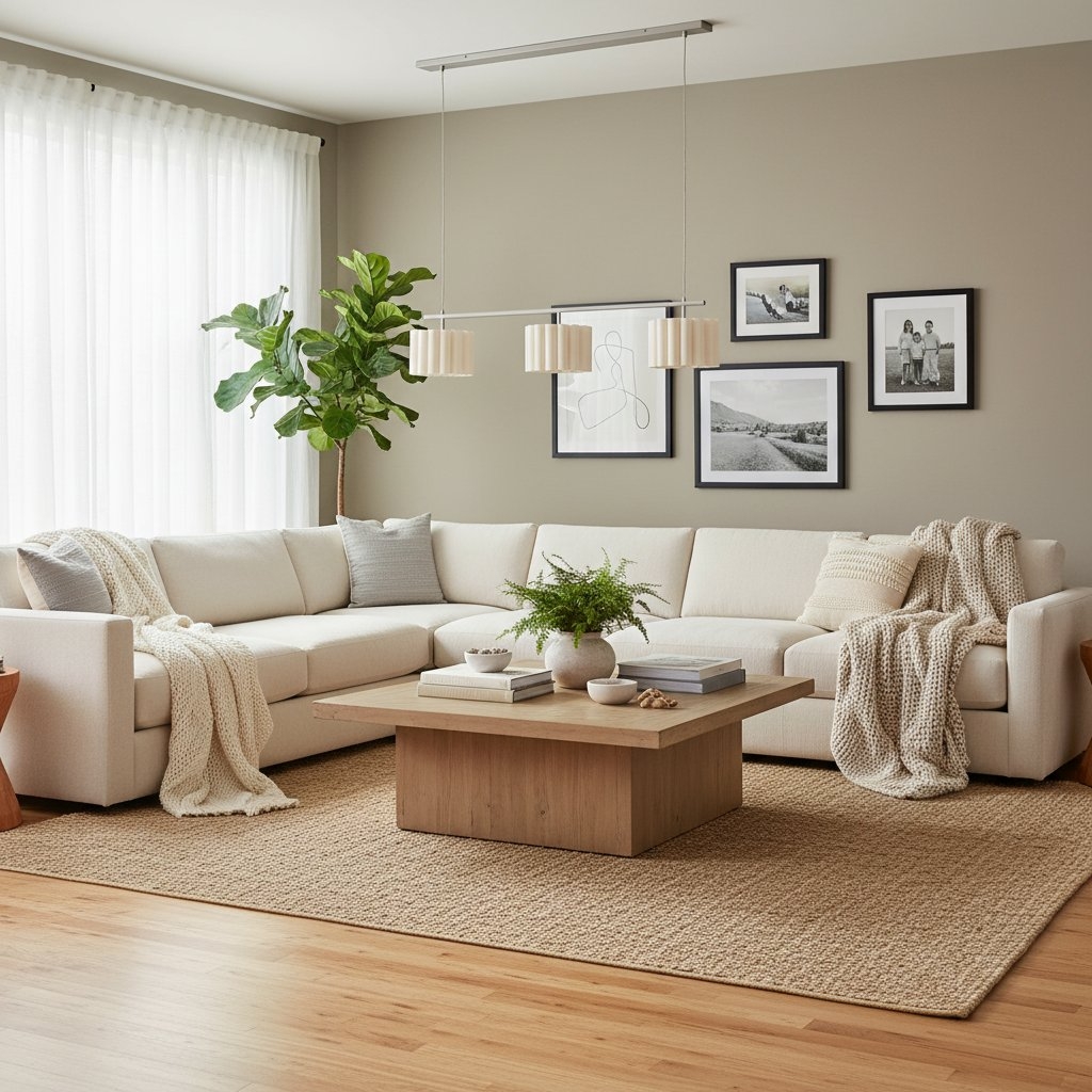 Velura Linear Pendant Light - Natural Linen Shade for Warm Ambiance T1069