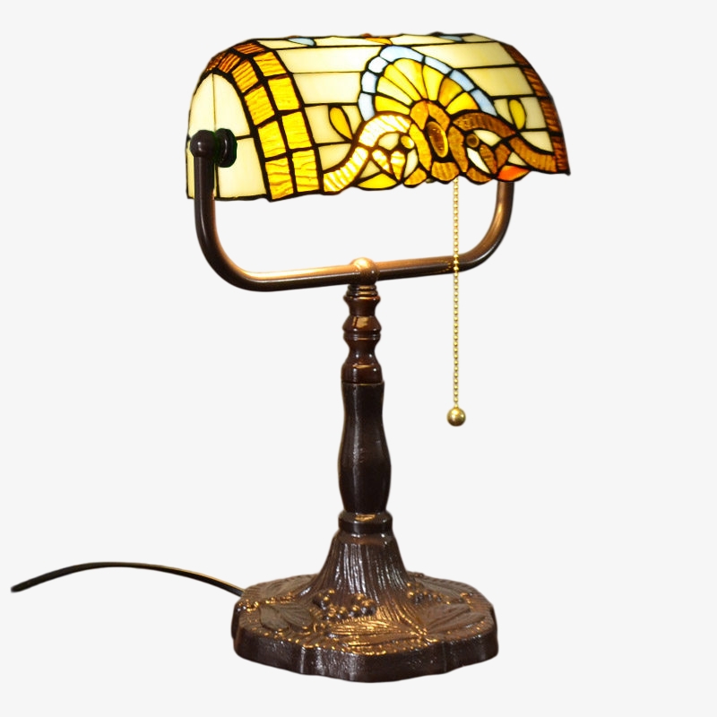 TF Tivanny Floral Stained Glass Desk Lamp - Vintage Table Light for Bedroom Study Living Room T2223