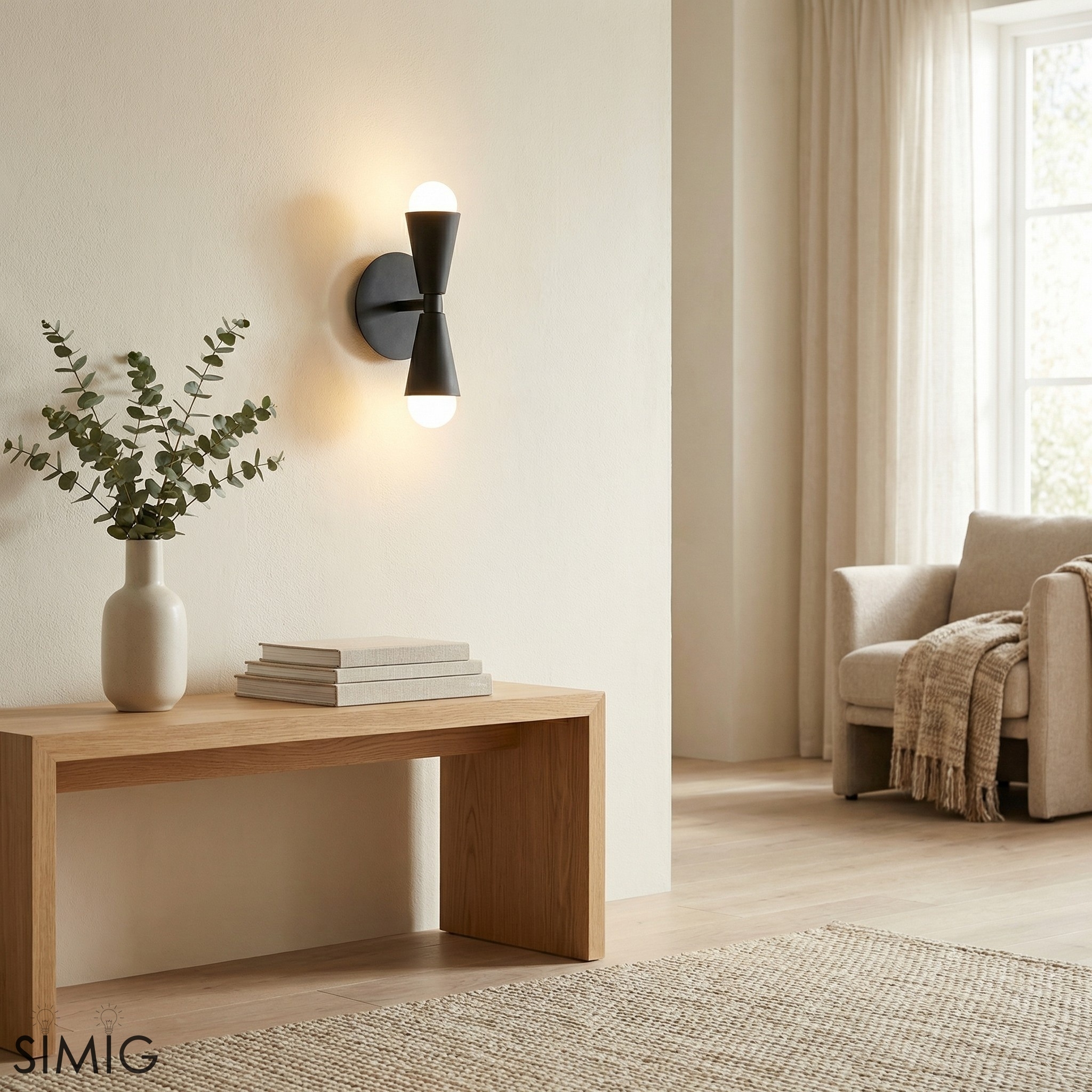 Pyralis  Cone Shade  Double Wall Light - Contemporary Living Room Glow T334