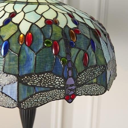 TF Dragonfly Motif Floor Lamp - Vintage Stained-Glass for Living Rooms T935