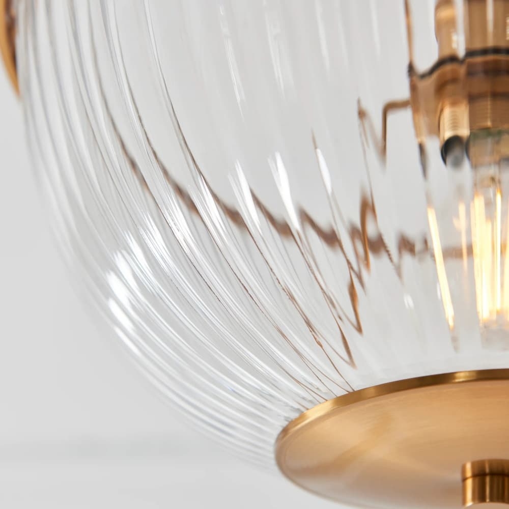 Luntra Ribbed Glass Uplighter Flush - Elegant Ceiling Light for Hallways and Bedrooms T969