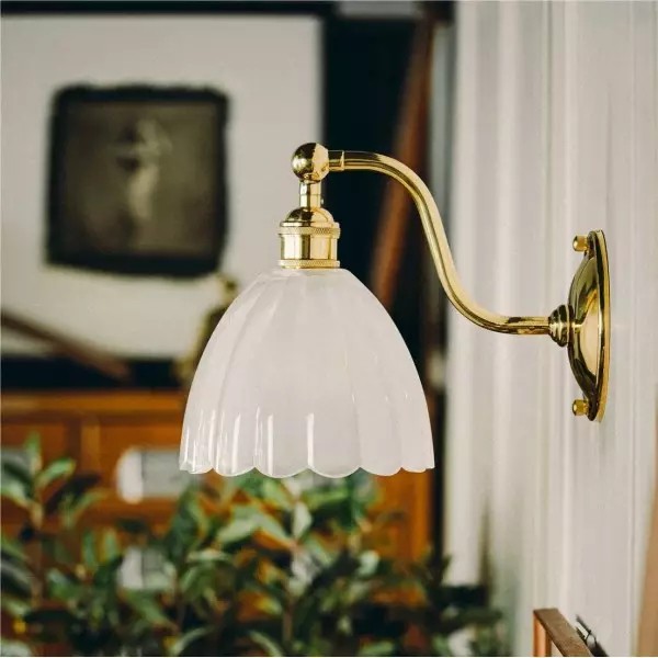 Vintage Brass Glass Wall Light S70