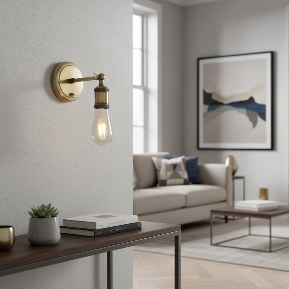 Vintage Hal Brass Adjustable Wall Light for Living Room T468